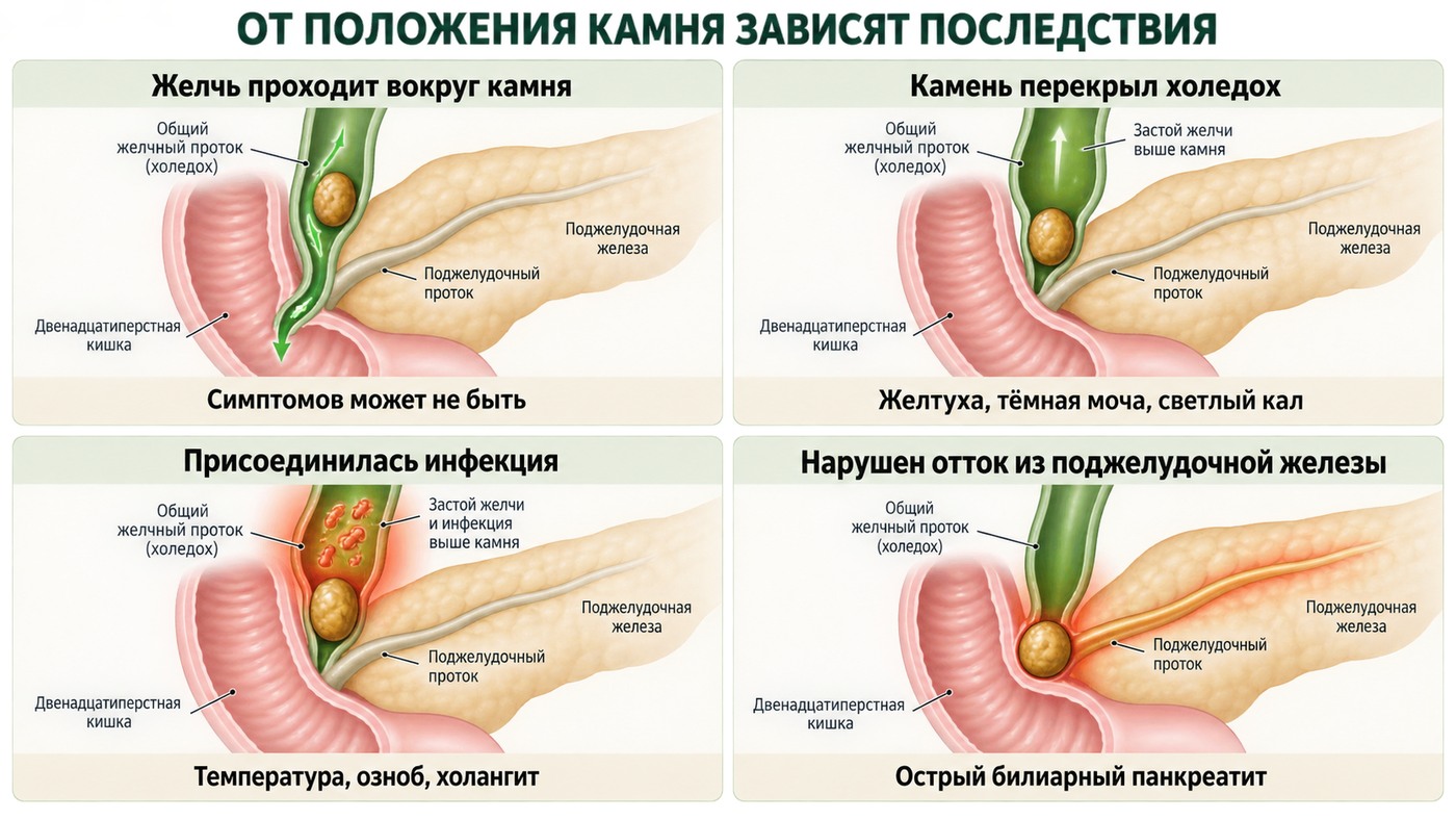 Последствия камня в холедохе: желтуха, холангит и билиарный панкреатит