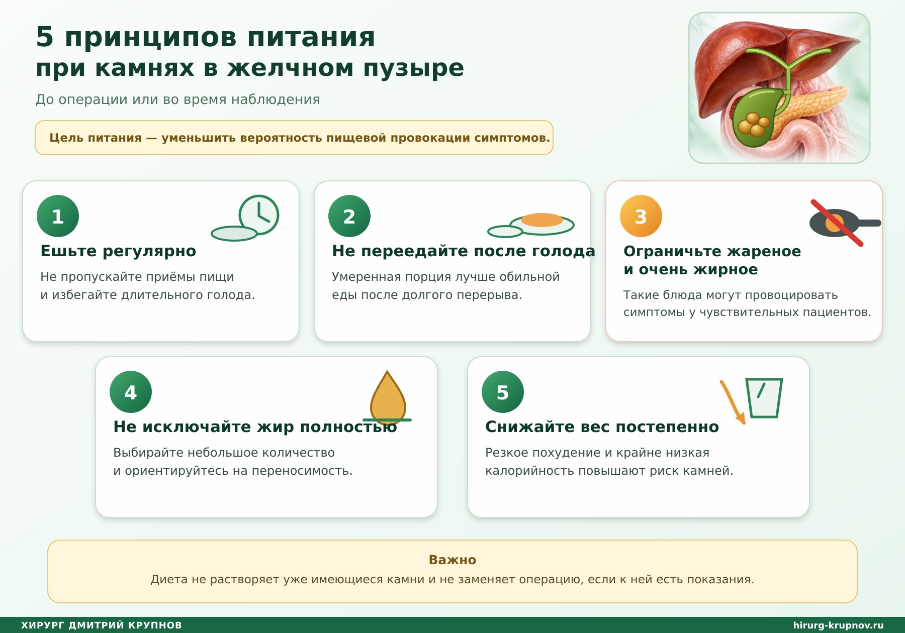 Принципы питания при камнях в желчном пузыре
